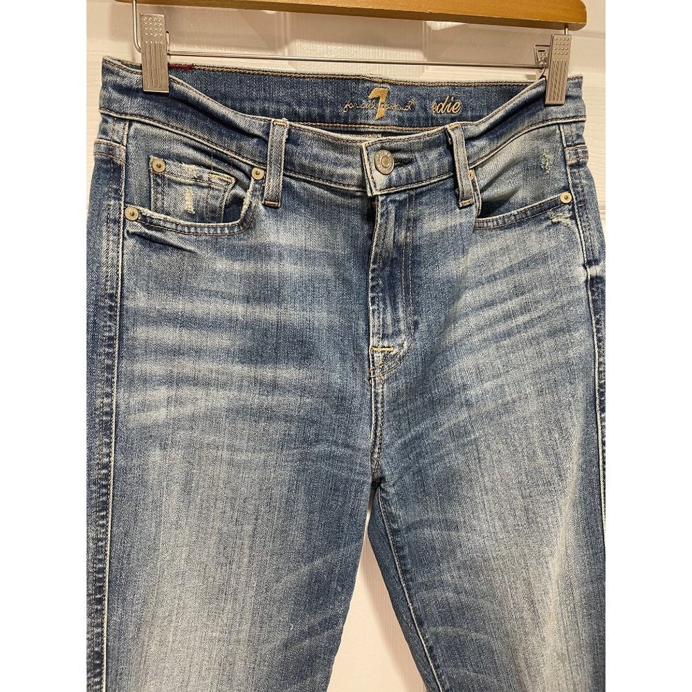 7 Seven For All Mankind Women's Straight Leg Dark Wash Distressed Jeans Size 29 - Picture 2 of 6